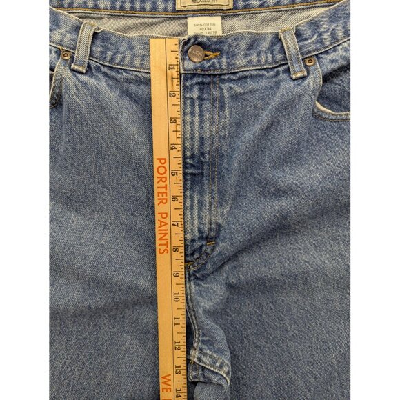 L.L.Bean Jeans Mens 40x34 Blue Relaxed Fit Straight Leg Zip Fly Cotton Denim - Picture 5 of 15